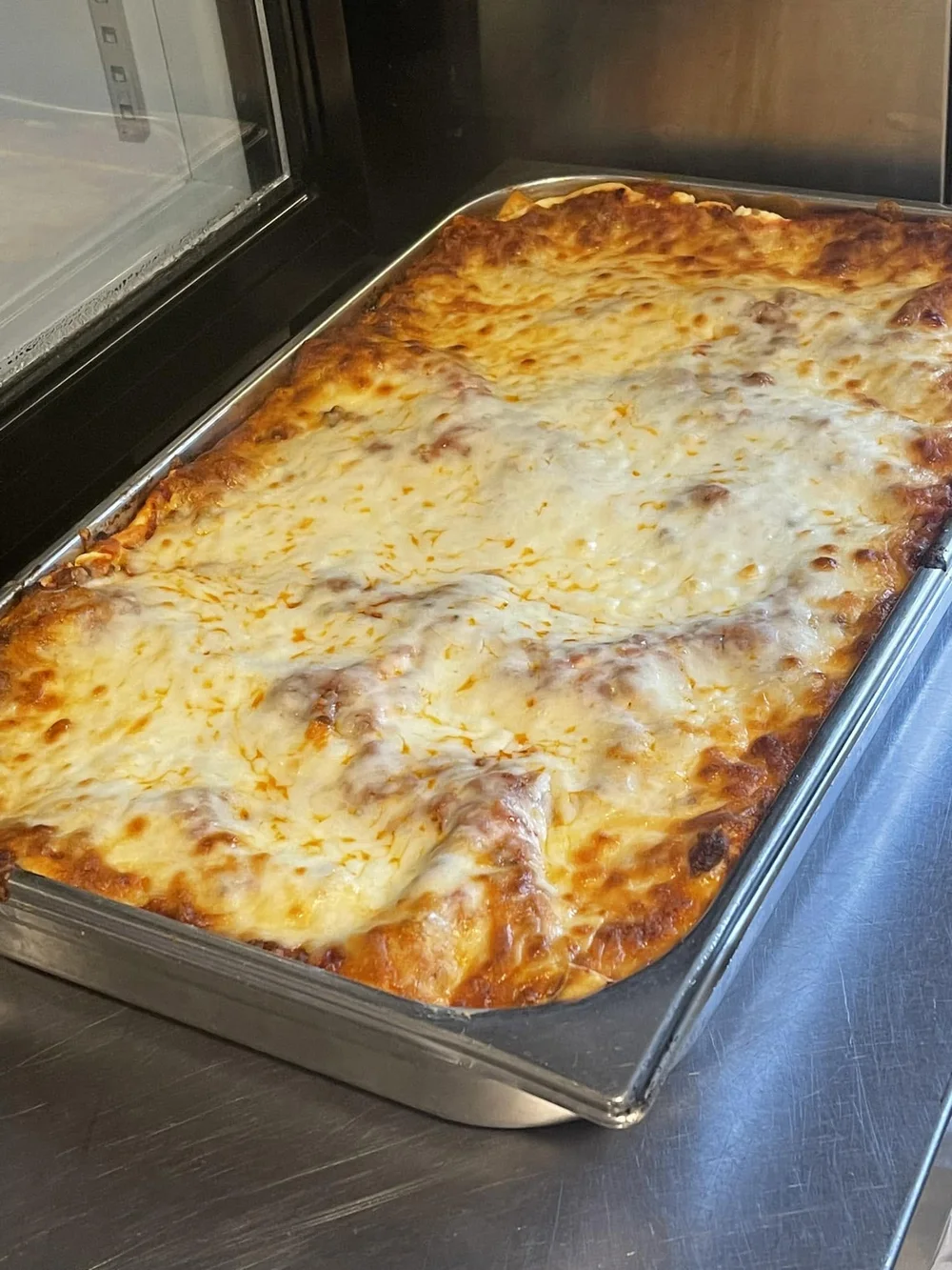 Baked lasagna fresh from the oven